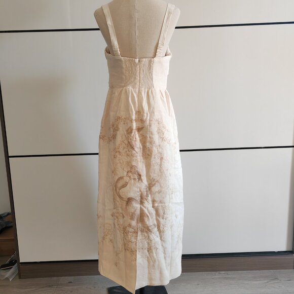 Zimmermann Drape Midi Dress In Mermaid Toile A linen midi dress featuring a fitt - Picture 4 of 12